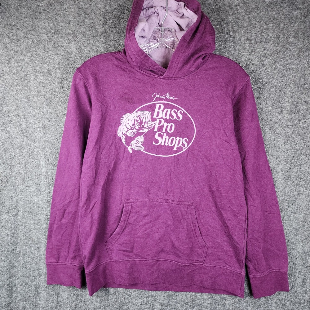 Bass Pro Shops Hoodie Men XL Burgundy Johnny Morris Graphic Pullover